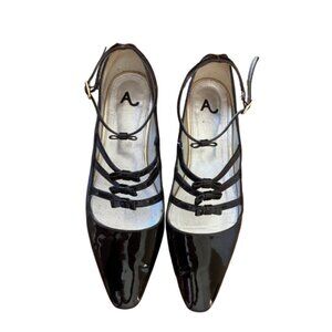 AlexaChung Bow Patent Leather Pointed Toe Flats EU 39